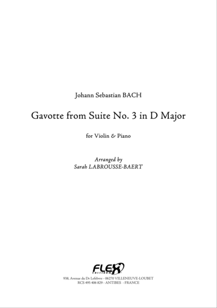 Gavotte from Suite No. 3 in D Major Violin Solo scores gallery preview page 1
