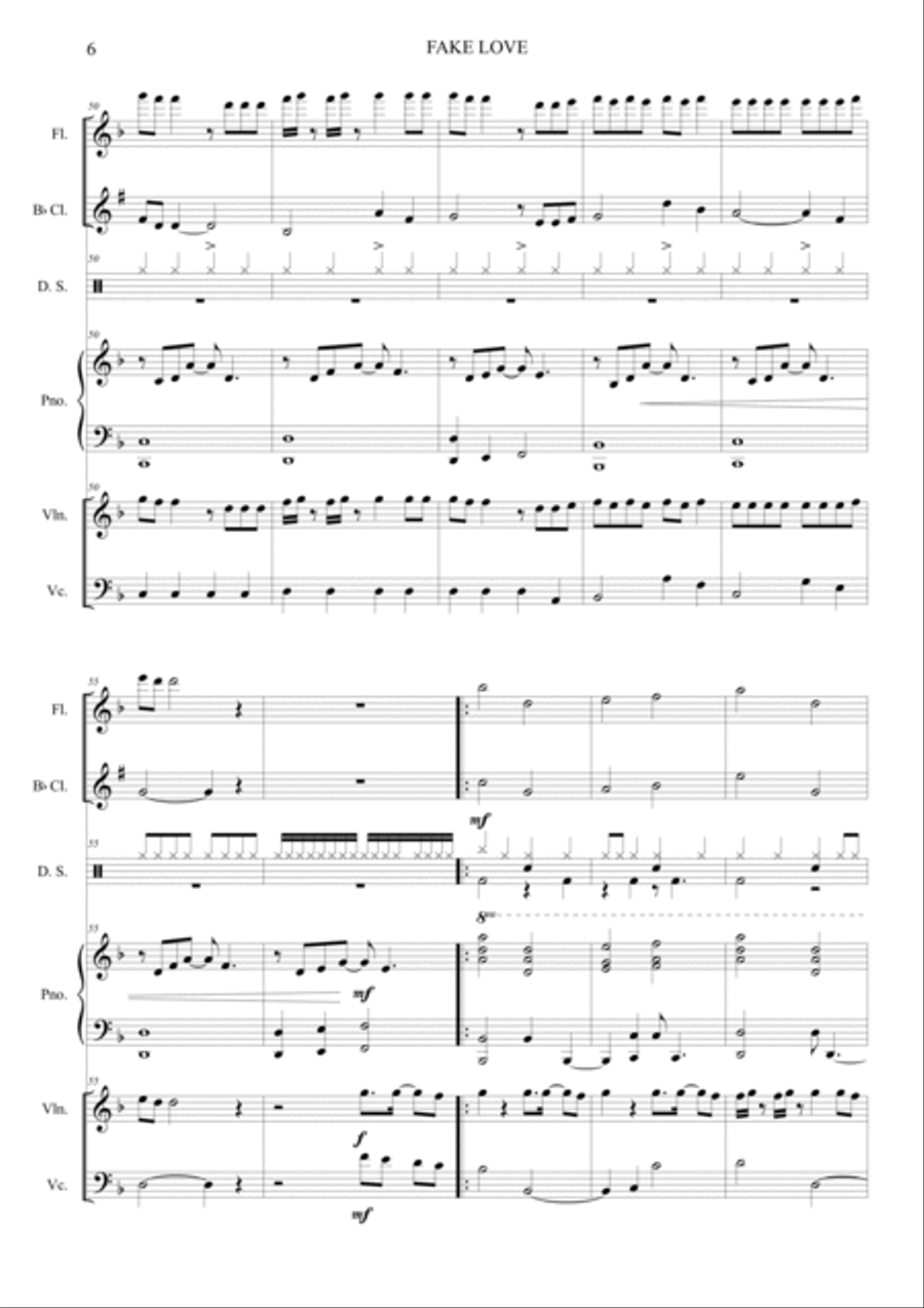 Fake Love Orchestra scores gallery preview page 6