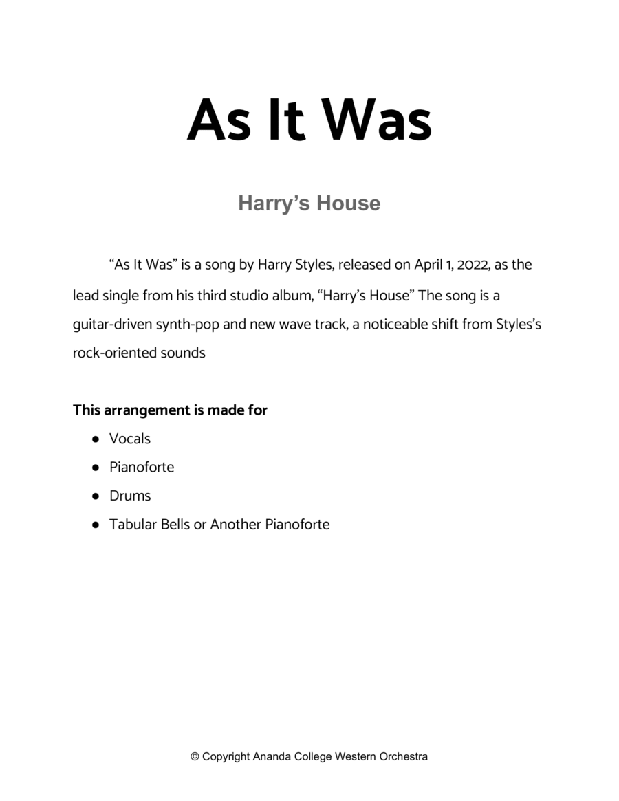 As It Was Voice scores gallery preview page 1