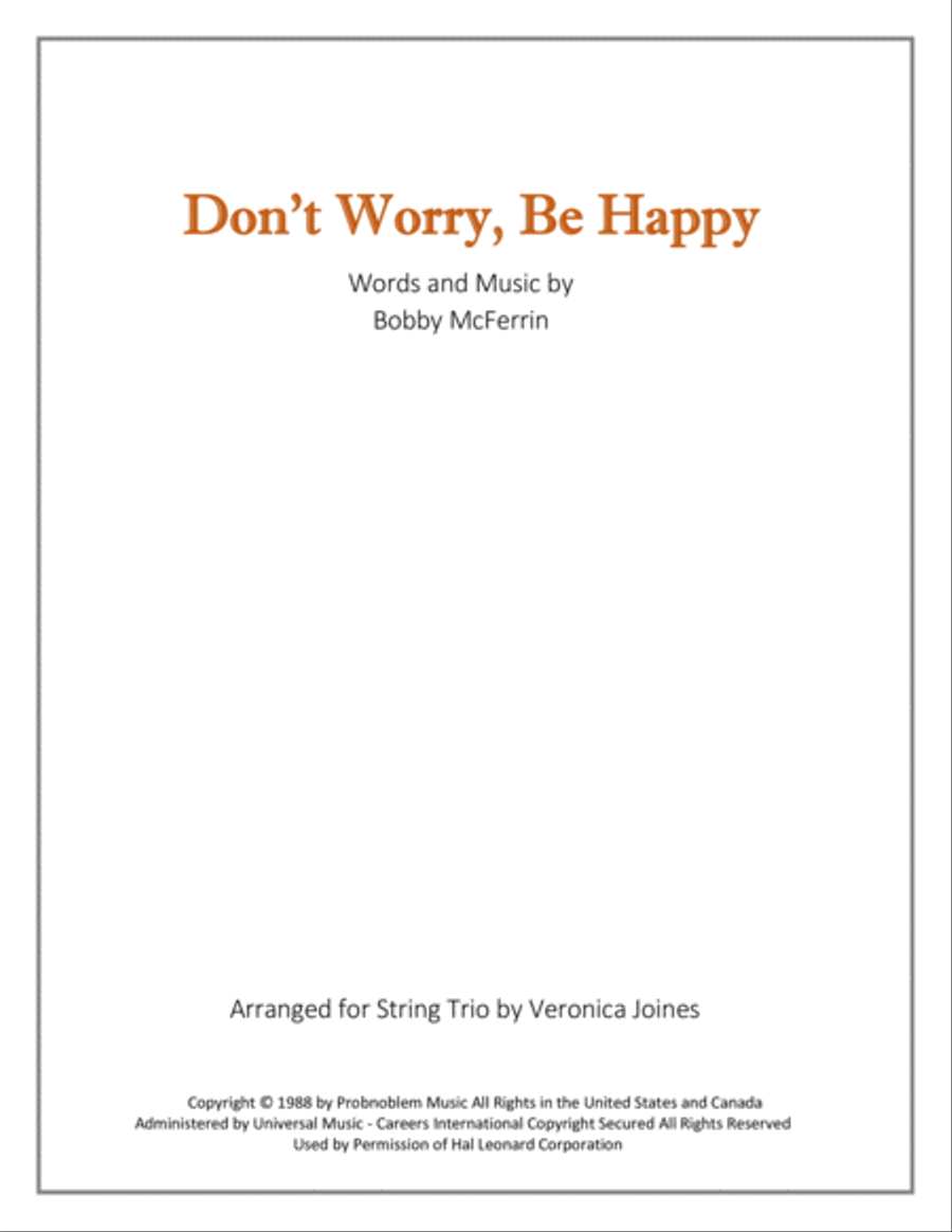 Don't Worry, Be Happy Don't Worry, Be Happy String Trio scores gallery preview page 1