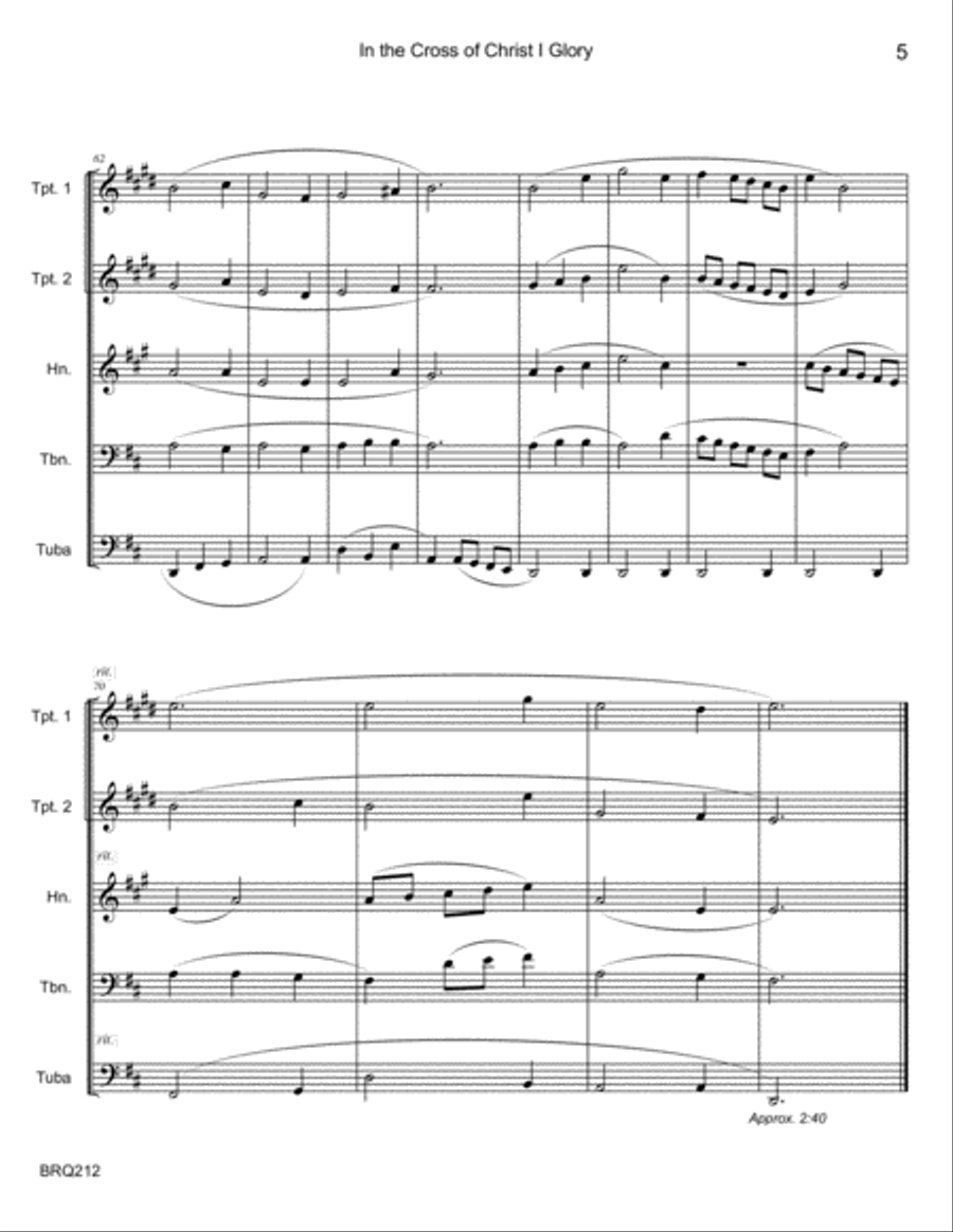 IN THE CROSS OF CHRIST I GLORY - BRASS QUINTET (unaccompanied) Brass Quintet scores gallery preview page 5