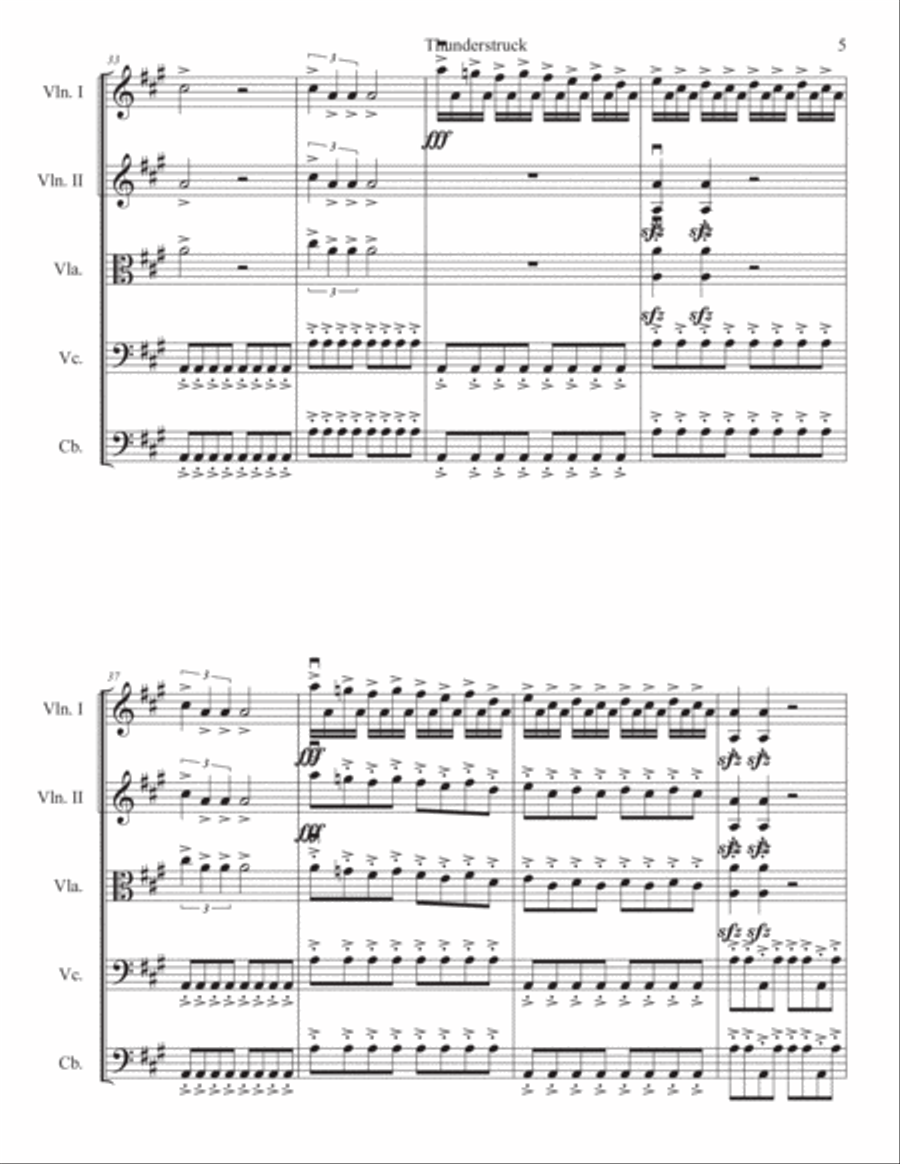 Thunderstruck String Orchestra scores gallery preview page 5