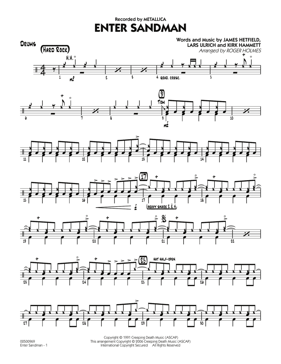 Enter Sandman - Drums Drums scores gallery preview page 1