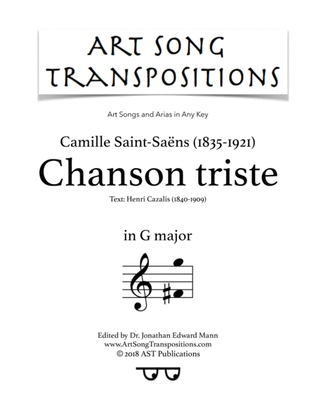 Book cover for SAINT-SAËNS: Chanson triste (transposed to G major)