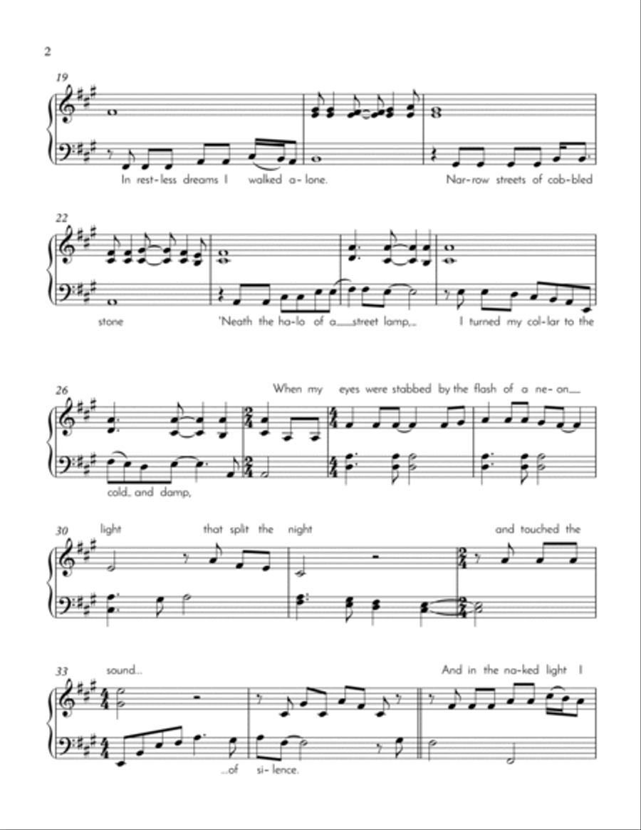 The Sound Of Silence Easy Piano scores gallery preview page 2