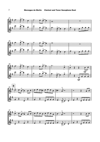 Merengue de Merlín, for Clarinet and Tenor Saxophone Duet