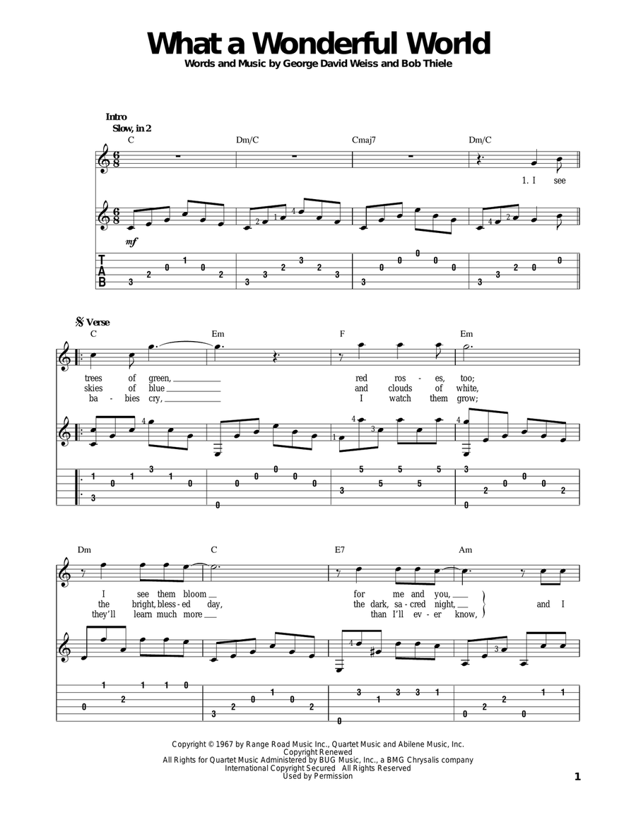 What A Wonderful World Guitar Solo scores gallery preview page 1