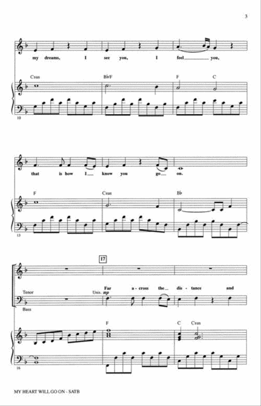 My Heart Will Go On 4-Part scores gallery preview page 4