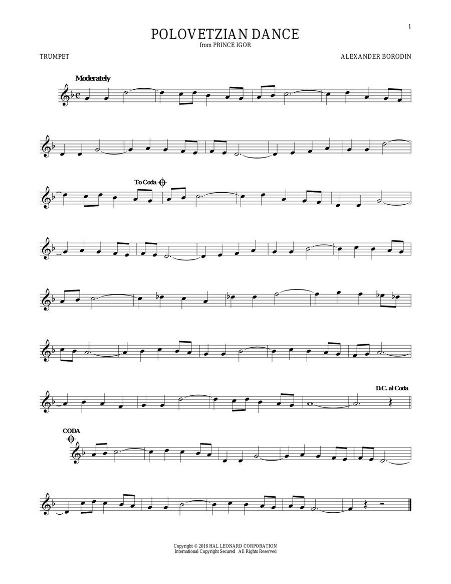 Polovetsian Dances Trumpet Solo scores gallery preview page 1