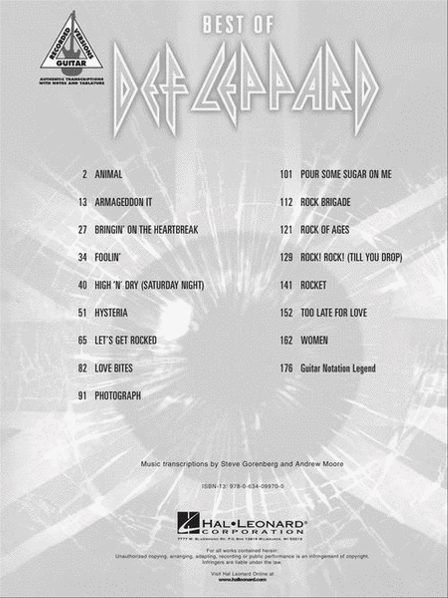 Best of Def Leppard Electric Guitar scores gallery preview page 3