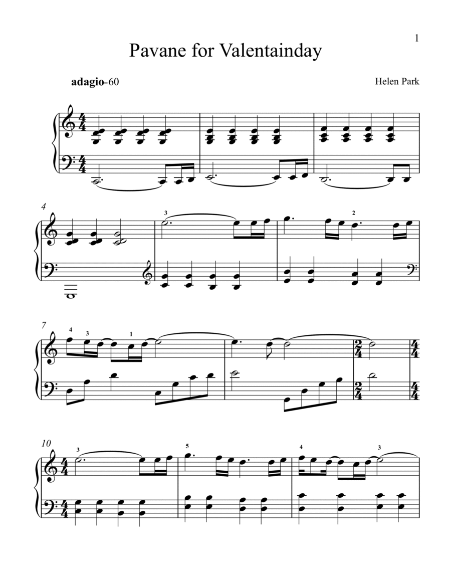 Pavane for Valentain day Piano Solo scores gallery preview page 1