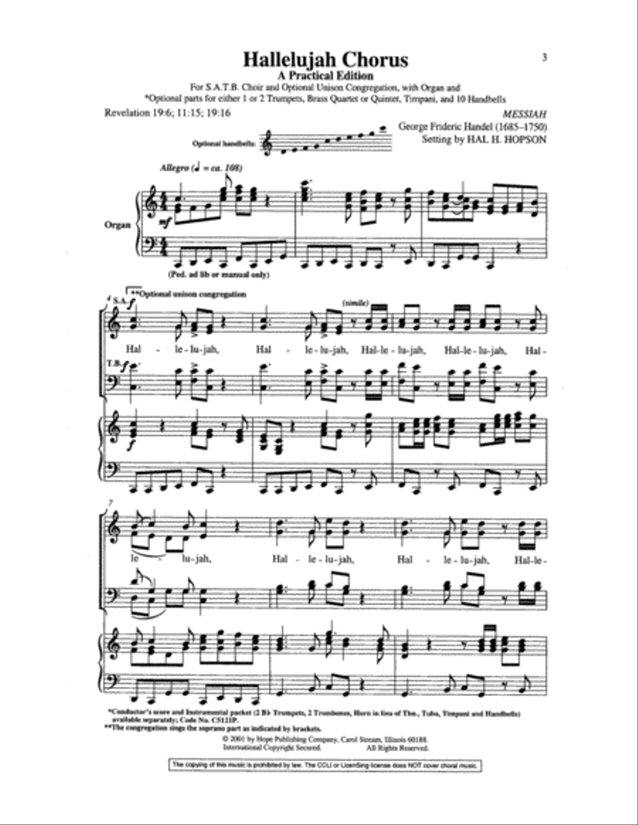 Hallelujah Chorus 4-Part scores gallery preview page 3