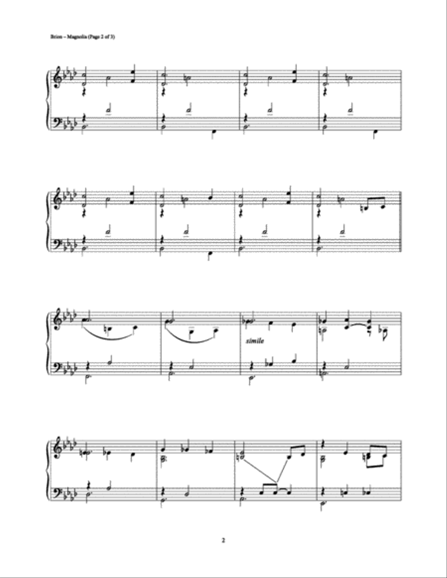 Magnolia Piano Solo scores gallery preview page 2
