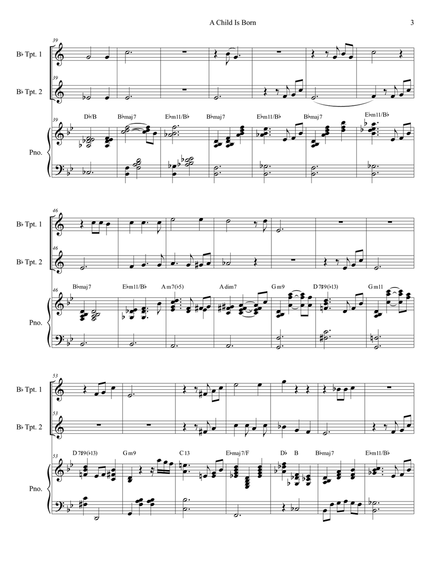 A Child Is Born Trumpet Duet scores gallery preview page 3