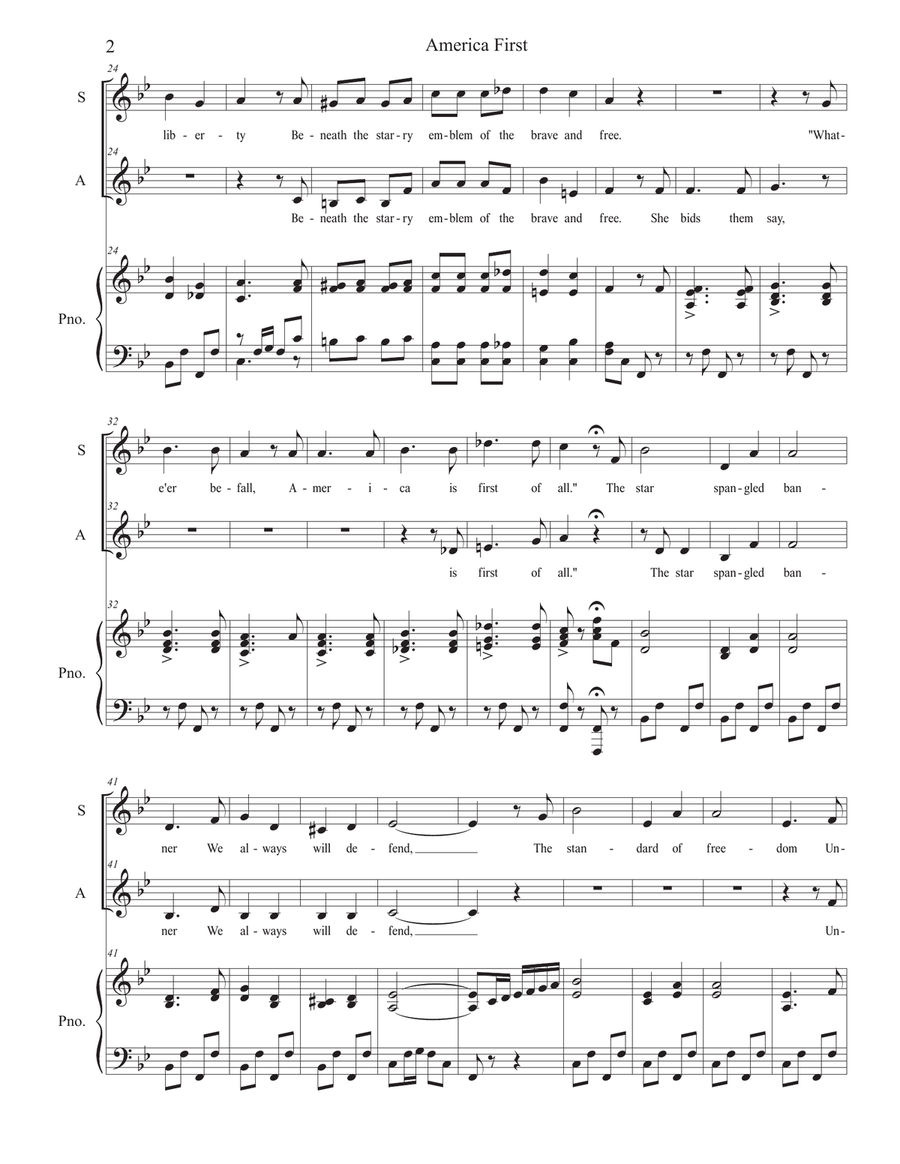 America First (Duet for Soprano and Alto solo) Alto Voice scores gallery preview page 2