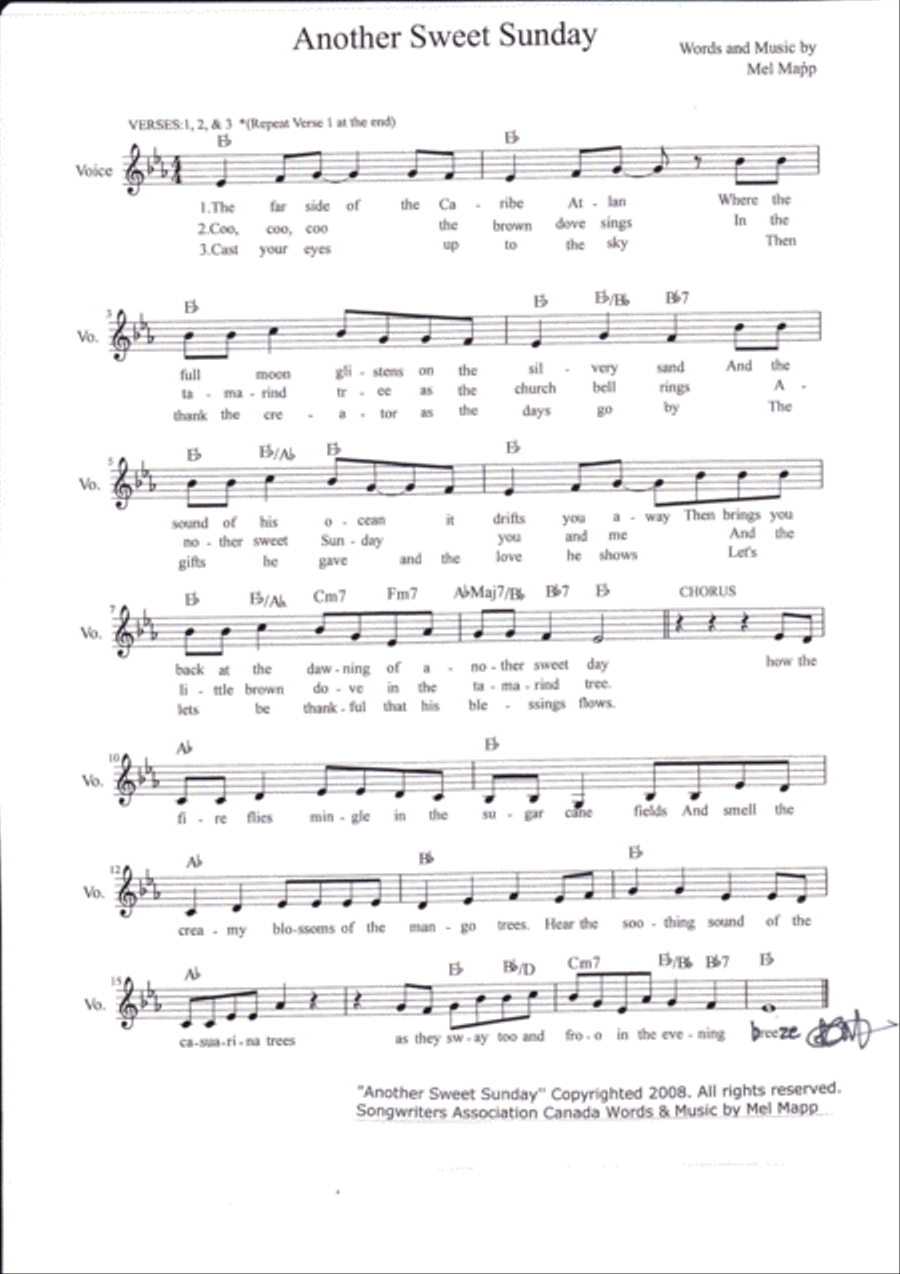 Another Sweet Sunday Another Sweet Sunday Piano Solo scores gallery preview page 1
