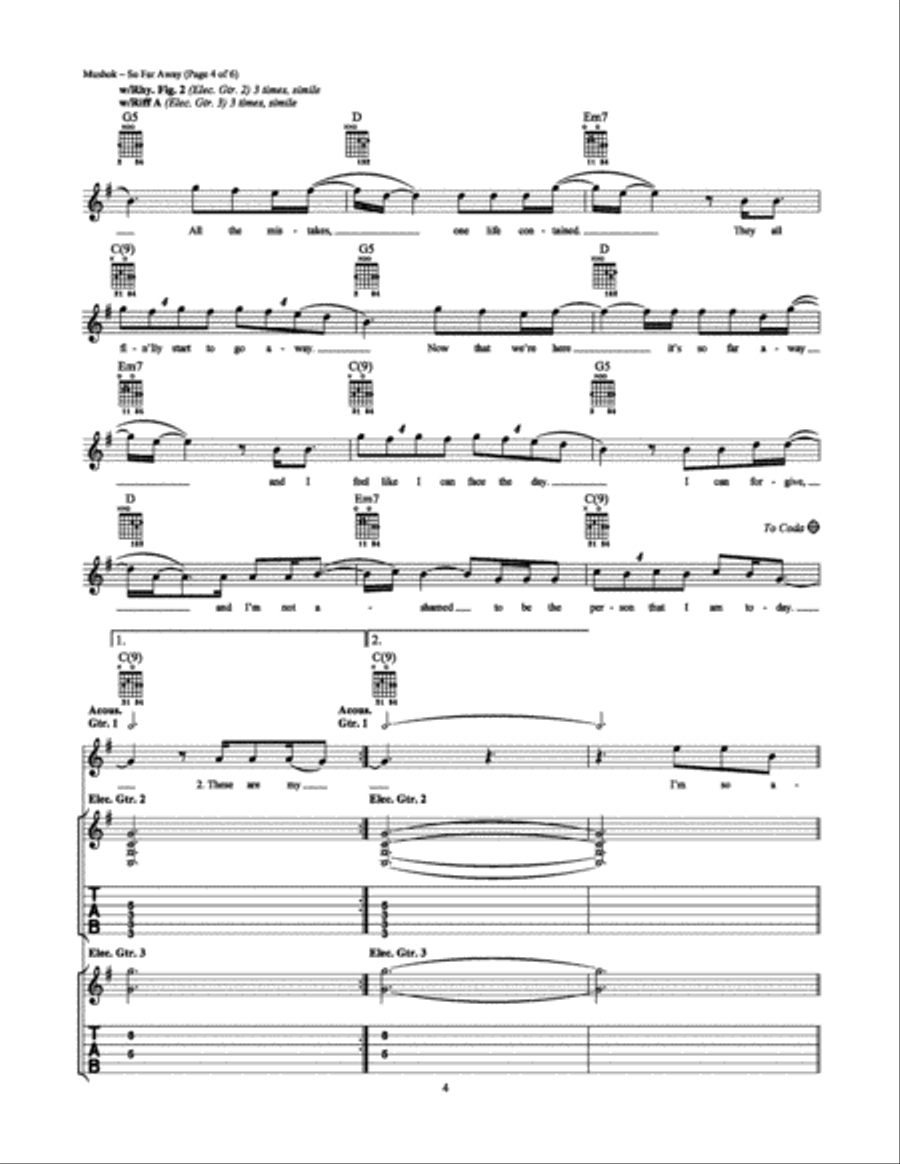 So Far Away Electric Guitar scores gallery preview page 4