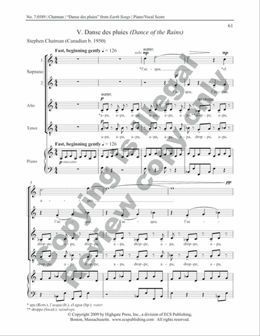 Earth Songs: 5. Danse des Pluies Divisi scores gallery preview page 3