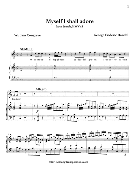 HANDEL: Myself I shall adore (transposed to F major)
