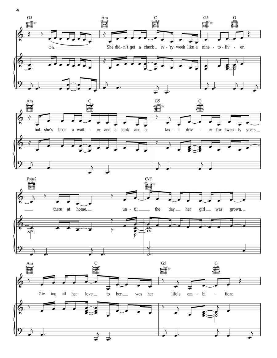 Somebody's Hero Piano, Vocal, Guitar scores gallery preview page 4
