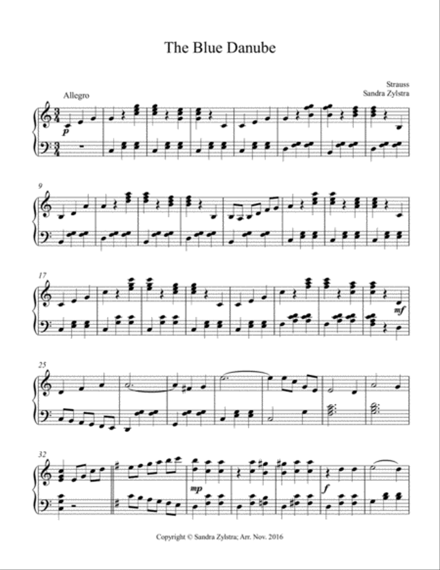 The Blue Danube (intermediate piano solo) Piano Method scores gallery preview page 2