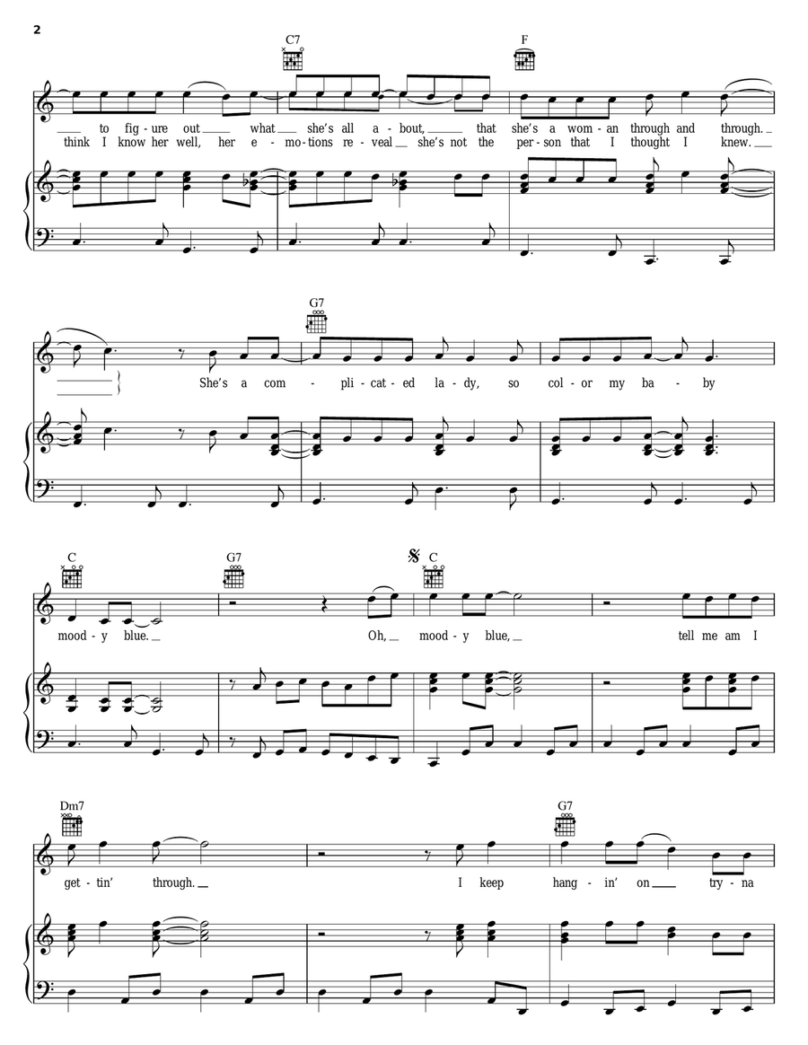 Moody Blue Moody Blue Piano, Vocal, Guitar scores gallery preview page 2