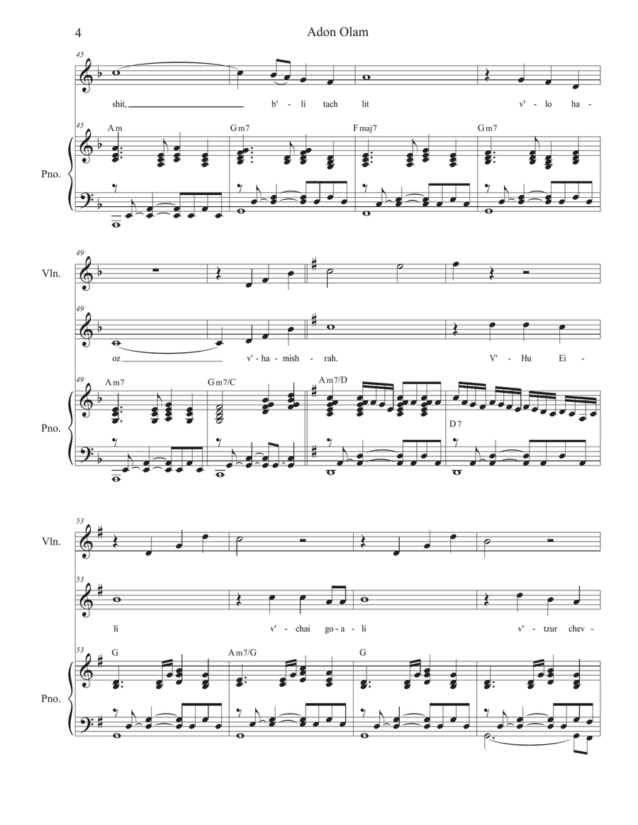 Adon Olam (Unison choir - Medium Key) Unison Choir scores gallery preview page 4