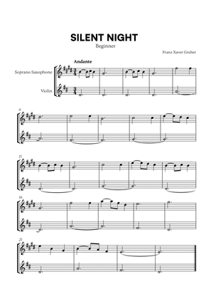 Franz Xaver Gruber - Silent Night (Beginner) (for Soprano Saxophone and Violin)