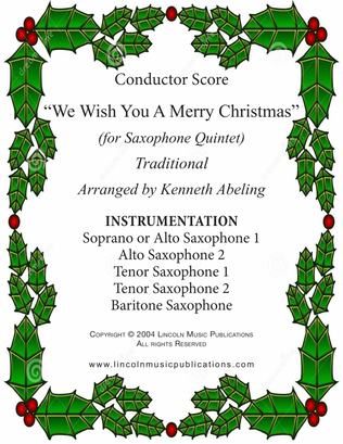We Wish You a Merry Christmas (for Saxophone Quintet SATTB or AATTB)