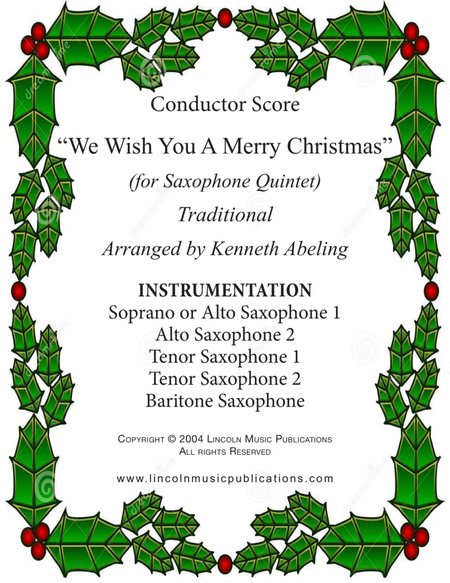 We Wish You a Merry Christmas (for Saxophone Quintet SATTB or AATTB) image number null