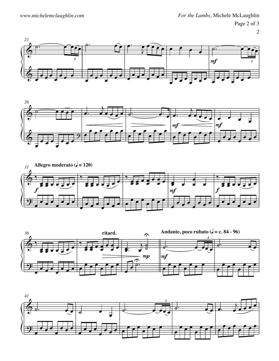 For the Lambs Piano Solo scores gallery preview page 2