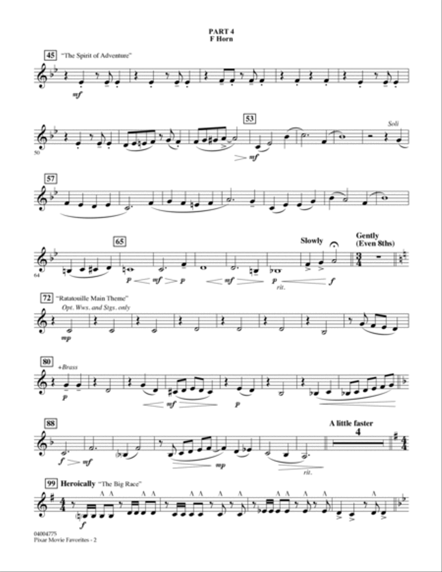Pixar Movie Favorites - Pt.4 - F Horn Concert Band scores gallery preview page 2