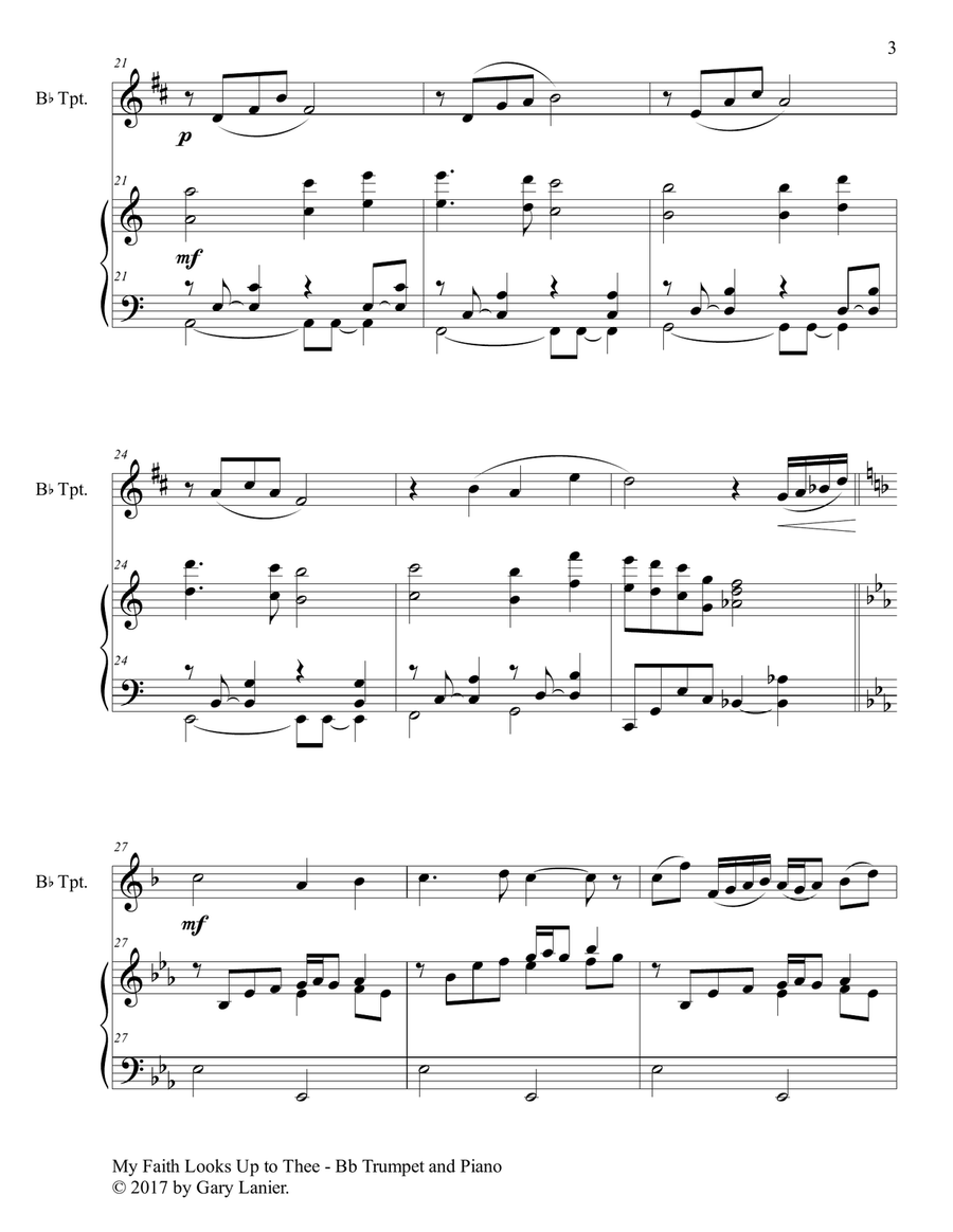 3 Hymns of Faith, Blessing & Praise (For Bb Trumpet & Piano with Score/Parts) B-Flat Trumpet scores gallery preview page 4