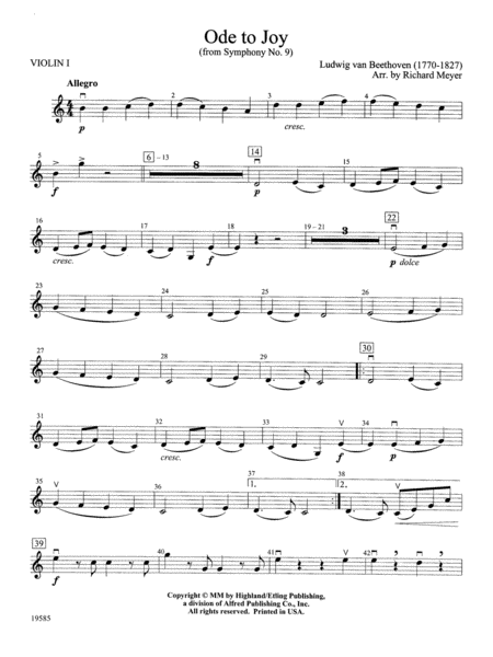 Ode to Joy from Symphony No. 9: 1st Violin