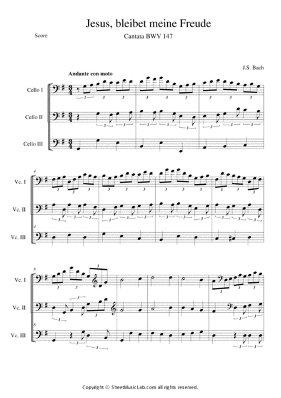 Jesus Bleibet Meine Freude (Choral From Cantata BWV 155) Choir scores gallery preview page 1