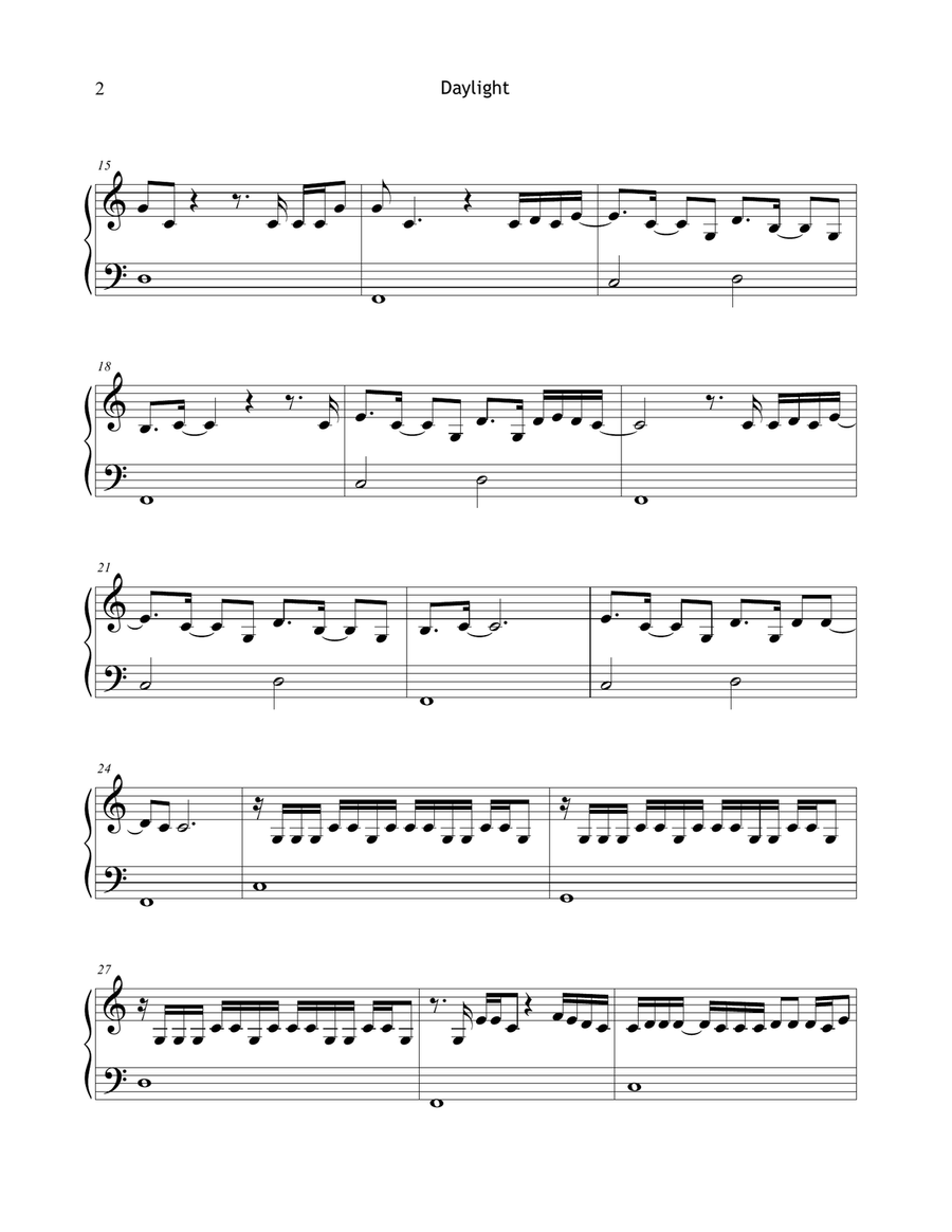 Daylight Easy Piano scores gallery preview page 2