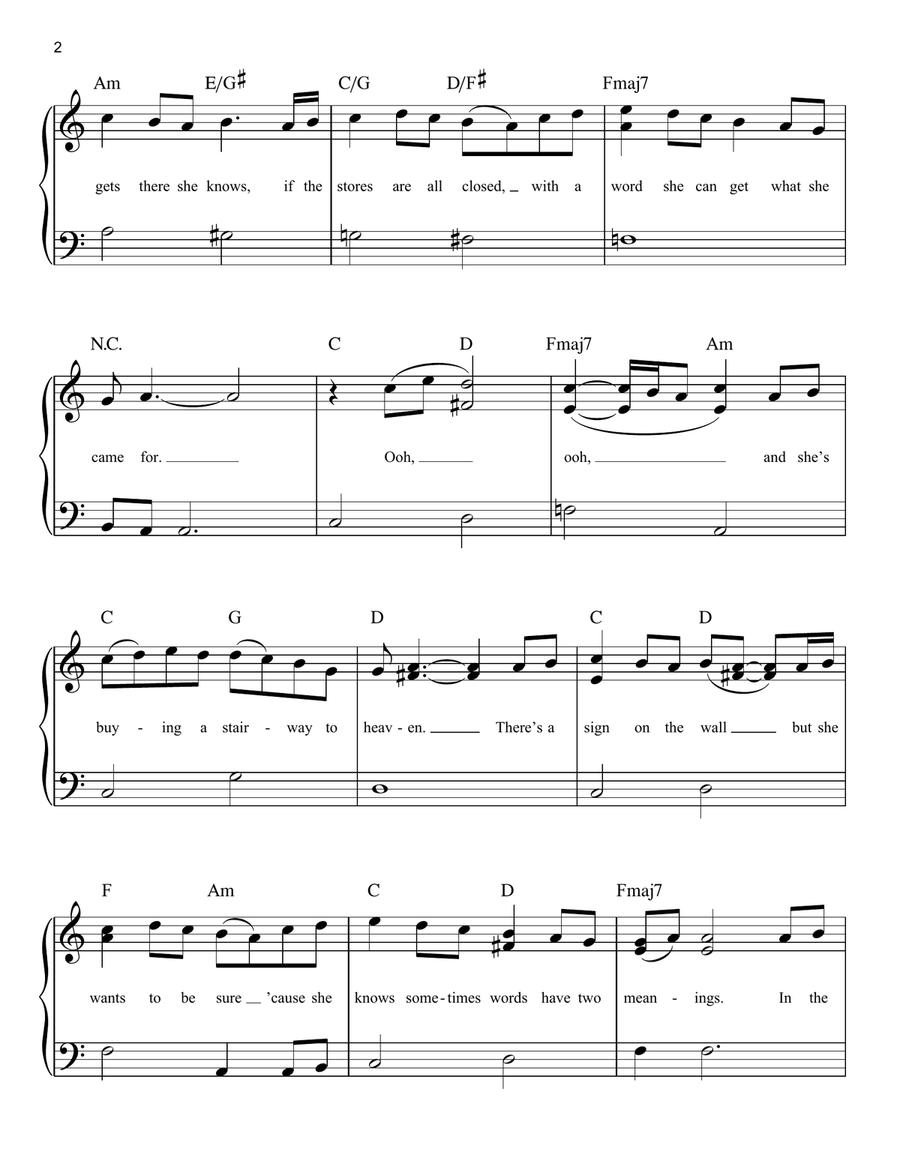 Stairway To Heaven Easy Piano scores gallery preview page 2