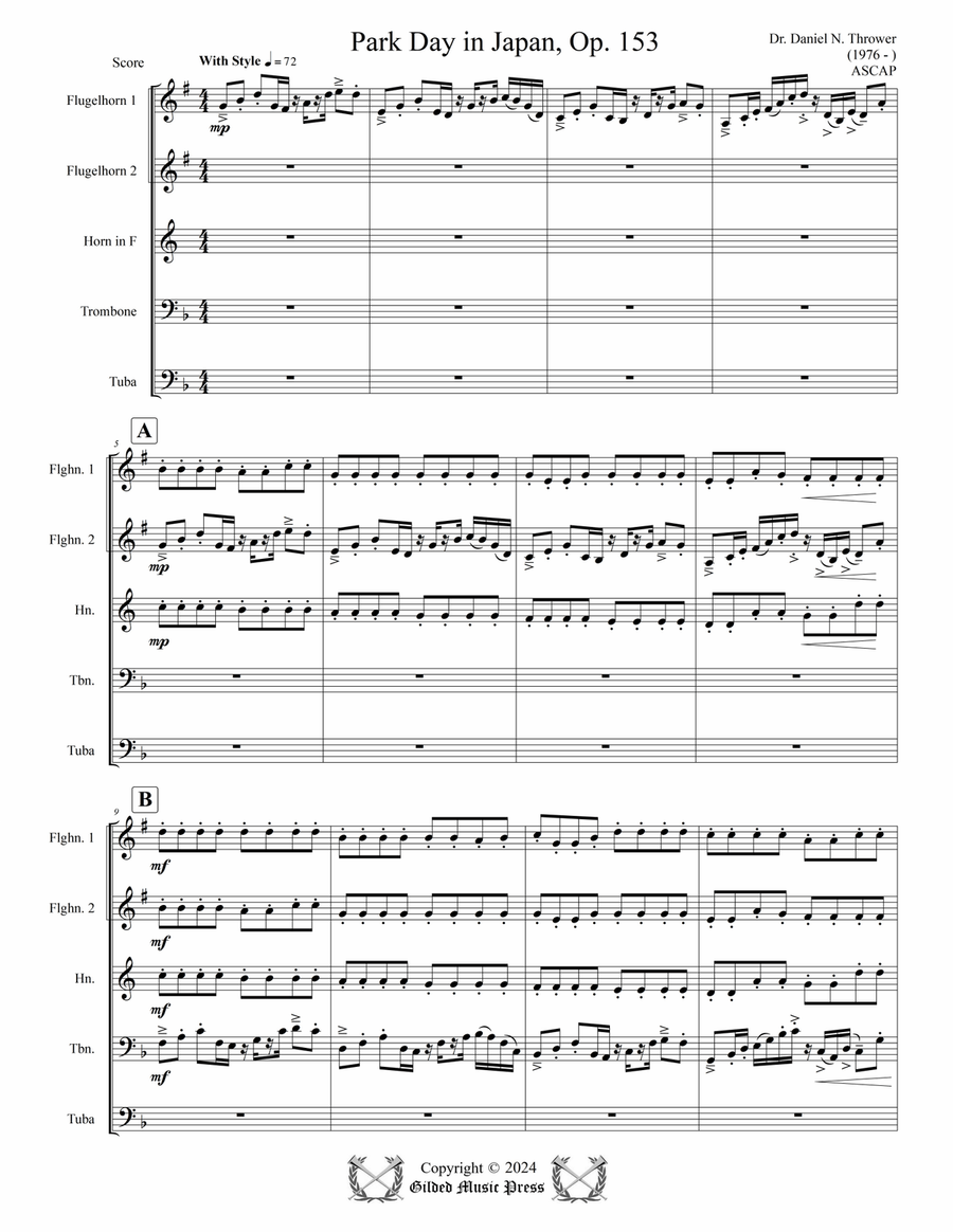 Park Day in Japan, Op. 153 Brass Quintet scores gallery preview page 5
