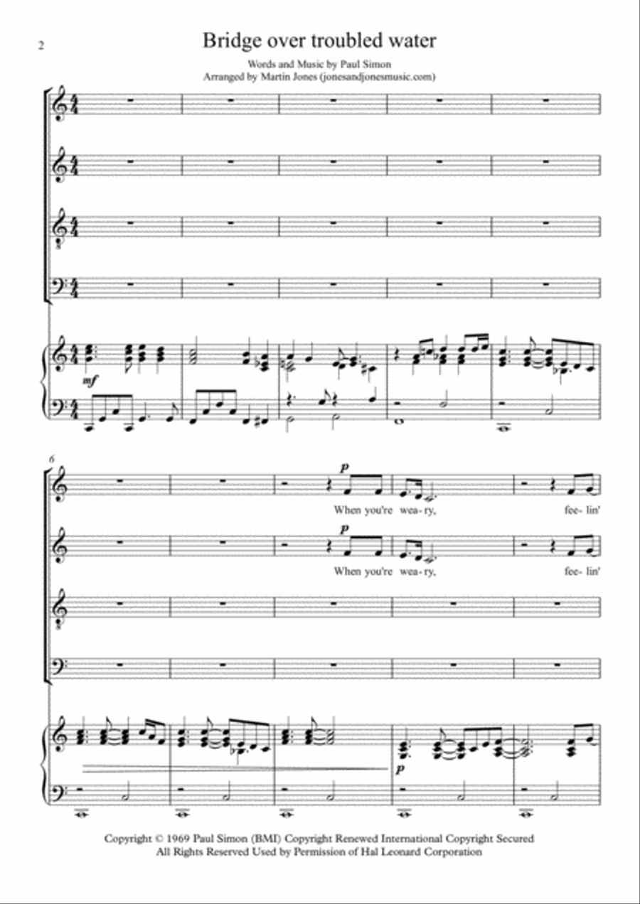 Bridge Over Troubled Water 4-Part scores gallery preview page 2