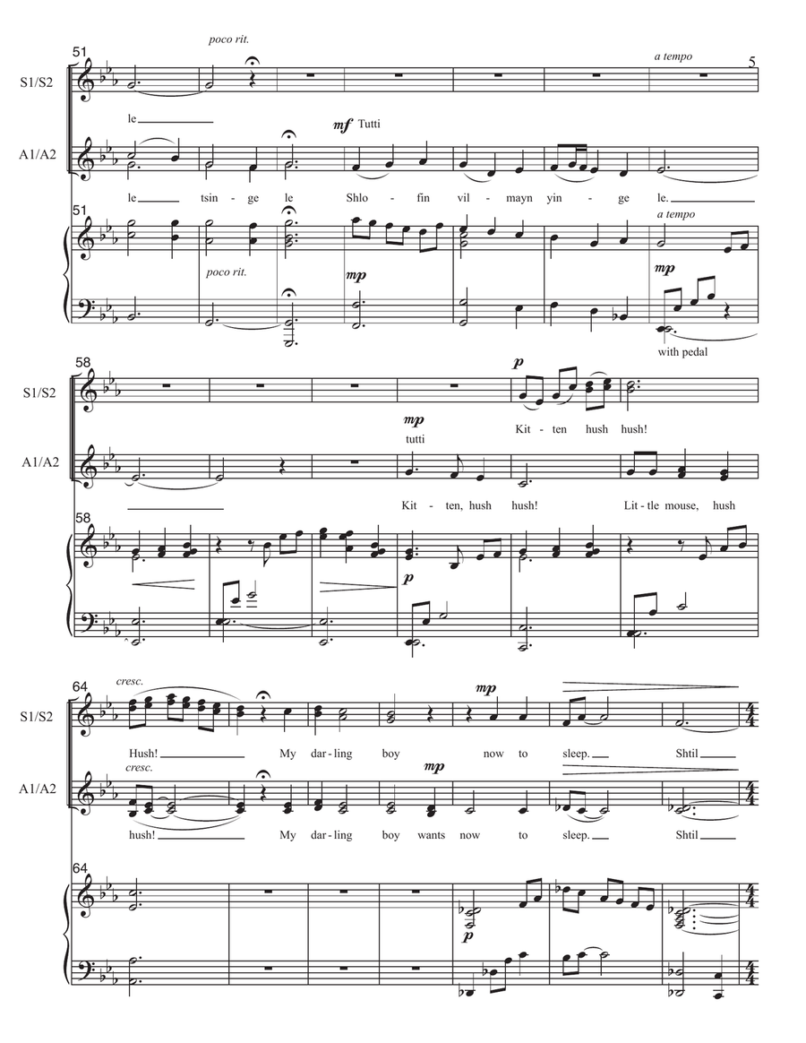 Lost Lullabies - SSAA choir with piano, Holocaust children survivors SSAA scores gallery preview page 5