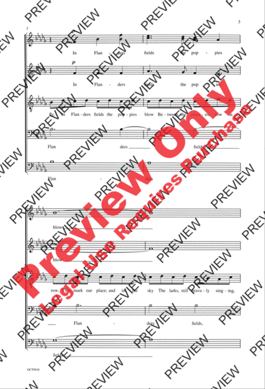 Flanders Fields 4-Part scores gallery preview page 3