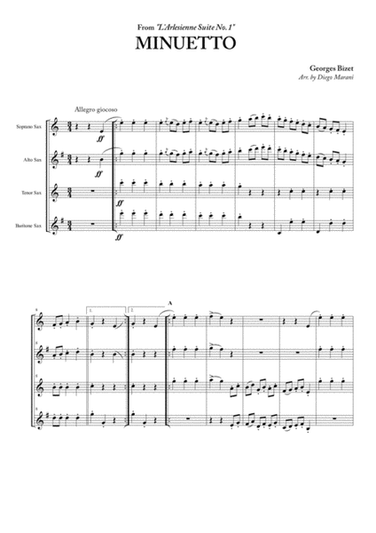Minuetto from "L'Arlesienne Suite No. 1" for Saxophone Quartet image number null