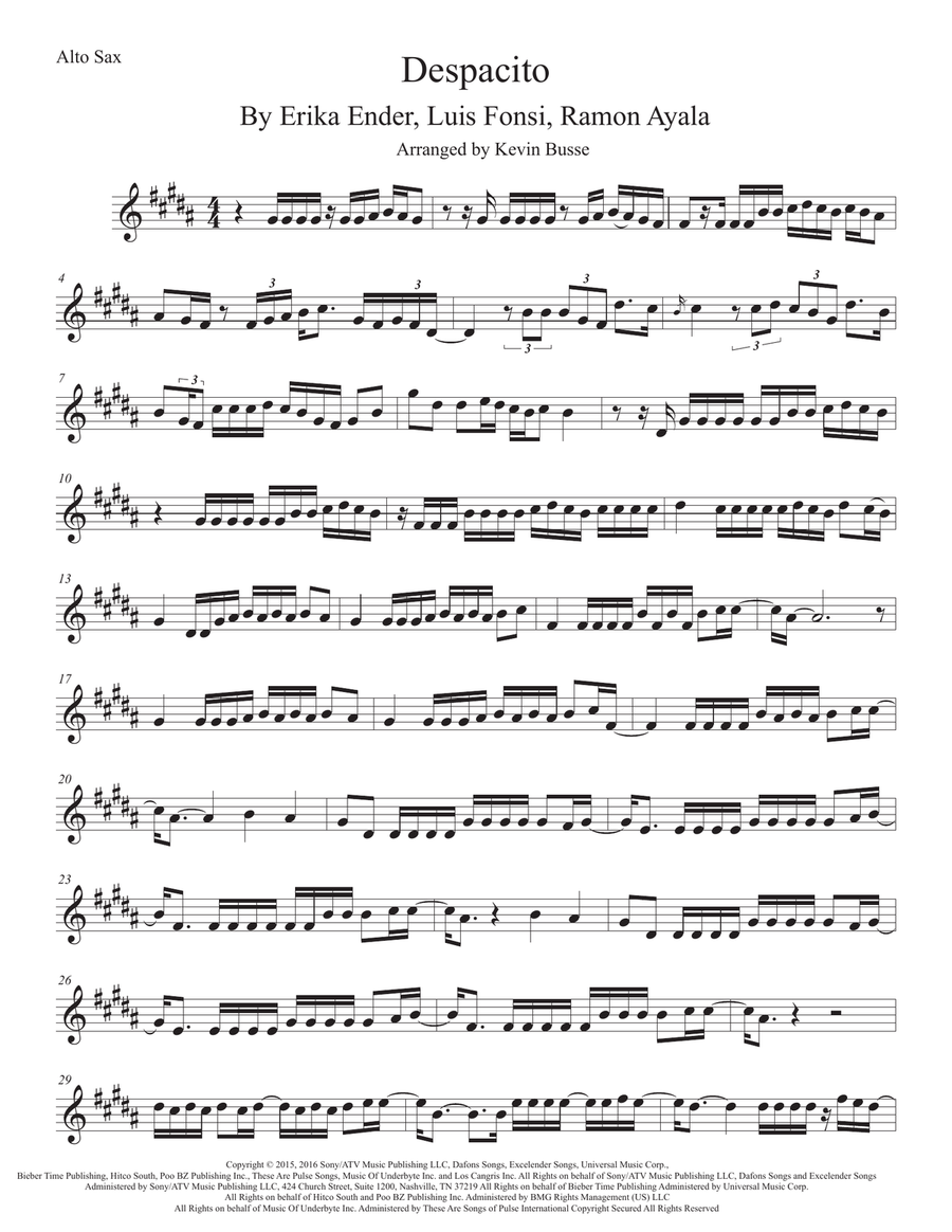 Despacito Alto Saxophone scores gallery preview page 1
