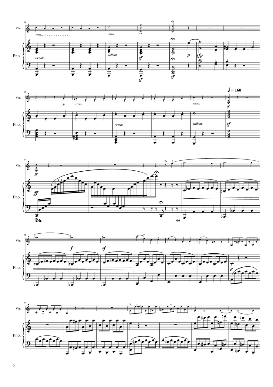 Beethoven - Violin Sonata No.9, Op.47 'Kreutzer' - Mov1. Adagio - for violin and piano Duet Original Violin Solo scores gallery preview page 2