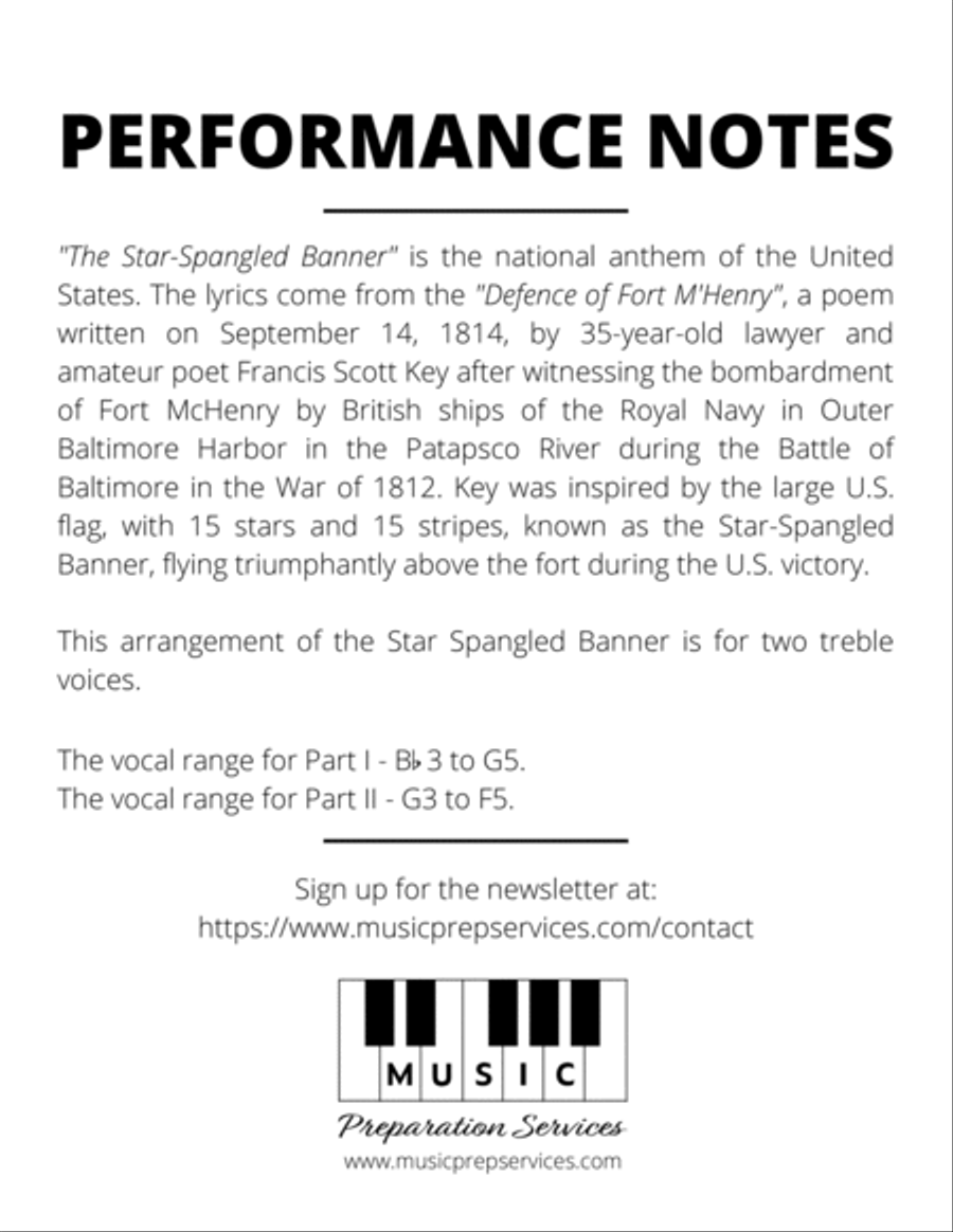Star Spangled Banner (Two Treble Voices) Women's Choir scores gallery preview page 2