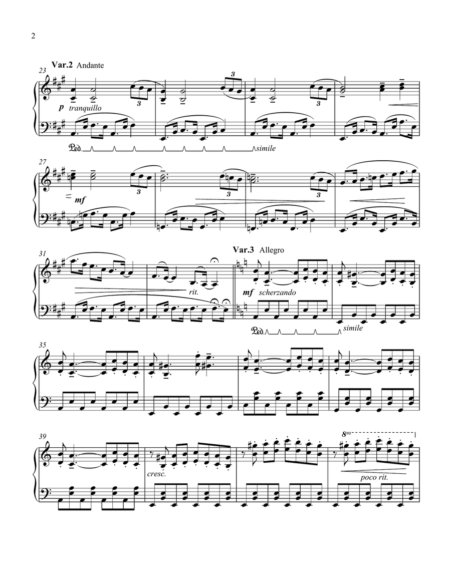 Variations on Ukrainian Folk Song for piano Small Ensemble scores gallery preview page 2