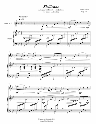 Fauré: Sicilienne for French Horn & Piano
