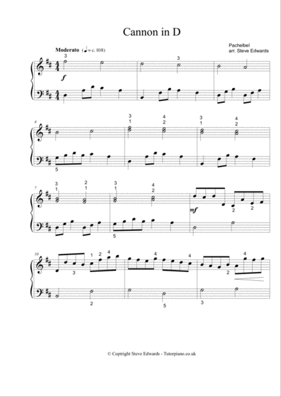 Cannon In D - Moderate Piano Solo Piano Solo scores gallery preview page 2