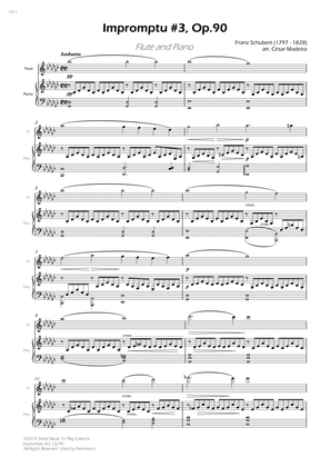 Book cover for Impromptu No.3, Op.90 - Flute and Piano (Full Score)