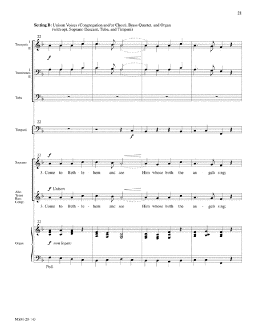 Five Carol Accompaniments for Brass Quartet and Organ 4-Part scores gallery preview page 11